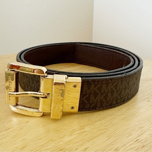 Michael Kors MK Logo Reversible Belt with Gold Tone Buckle Womens Size XL - Picture 11 of 11